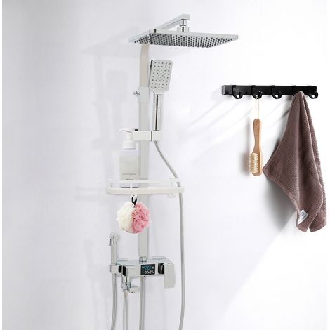 Duschsystem mit Ablage 4 Wasserauslassmodi Wandmontage Duschset Duschpaneel Regendusche Set Duscharmatur (1/5)