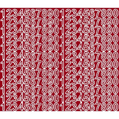 Números adhesivos autoadhesivos de 1,5 cm, color rojo oscuro mate. (1/2)