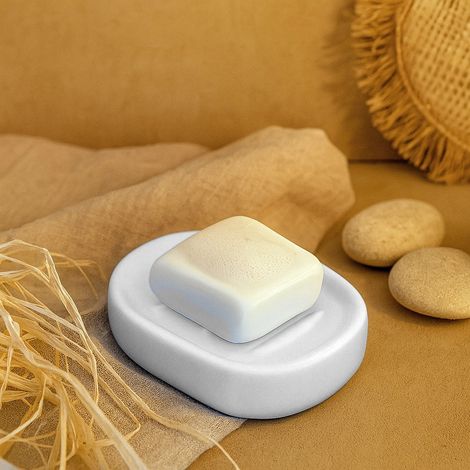 Exagonshop Porta sapone da appoggio in ceramica bianco Sidney