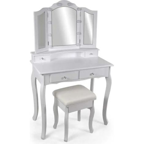 Consolle con sgabello e specchio illuminato 80x40x139 cm