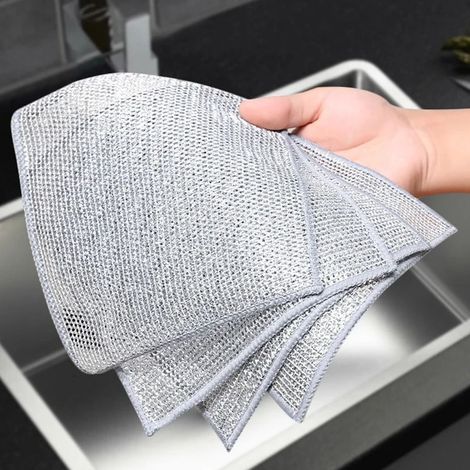 Chiffons de nettoyage pour fils métalliques (10 pièces) - Tampons à récurer extra résistants - Éponges à récurer pour la cuisine - Tampons à récurer - Chiffons de nettoyage (1/5)