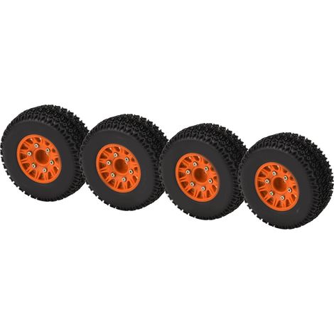 Orangefarbene Reifen für 1/10 RC Short Course Trucks – Kompatibel mit ARRMA, SENTON, TRAXXAS Slash – 12 mm, 14 mm und 17 mm Sechskant (1/5)