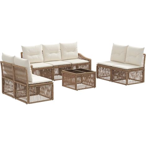 vidaXL Set Divano da Giardino 8 pcs Beige polyrattan