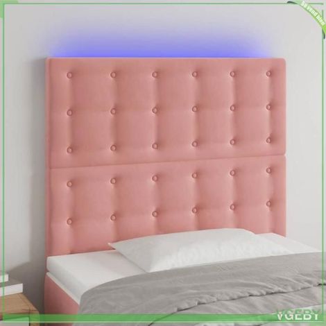 Tête de lit - FAF7291712408670 - Velours rose - LED intégrée réglable - 90x5x118/128 cm (1/5)