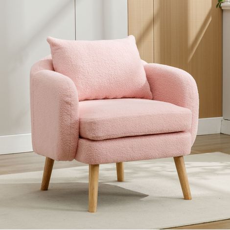 Sessel Teddystoff-Samt Rosa 71x72x71 cm mit dickem Sitzkissen und Rückenkissen (1/5)