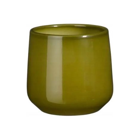 Vaso da fiori in ceramica con coperchio boho, verde, 14 cm, 1 pz.