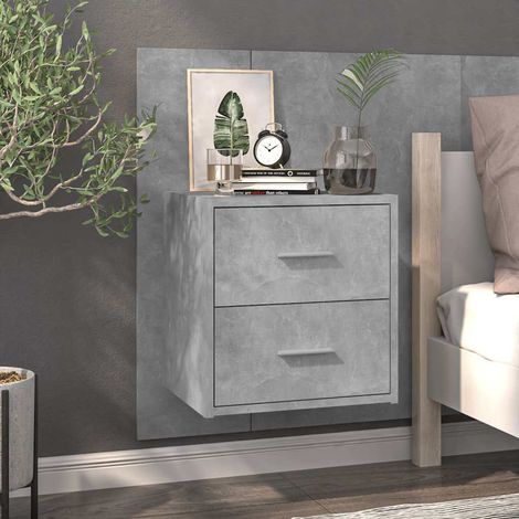 810997 vidaXL Wall-mounted Bedside Cabinet Concrete Grey (1/5)