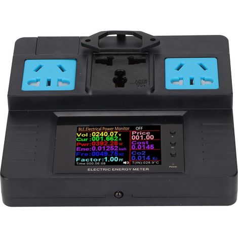Moniteur d'Énergie Électrique avec Protection Sécurité -10 à +60℃, Affichage Couleur 2.4", Prise UE US UK, 85-265V (1/5)