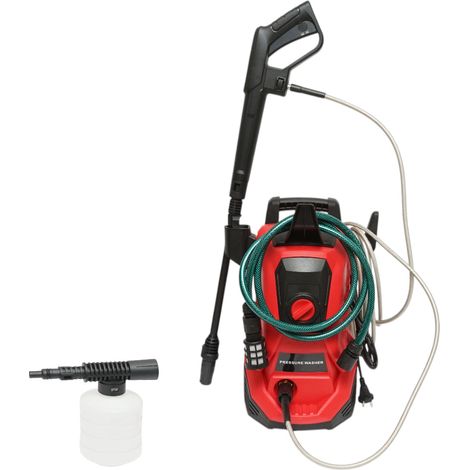 Idropulitrice da 1400 W, 220 V, 95 bar, portata 4,8 l/min con pistola, serbatoio per schiuma e tubo flessibile. Breckner Germany (1/5)