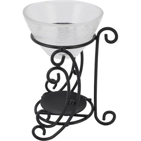 Brûleur d'huiles essentielles en métal, fer et verre, style vintage, pour la décoration intérieure. Porte-bougie chauffe-cire. Brûleur d'huiles essentielles. (1/5)