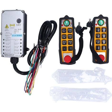 Télécommande industrielle étanche à double poignée, ascenseur électrique, interrupteur sans fil, émetteur-récepteur avec serrure, DC24V (1/5)