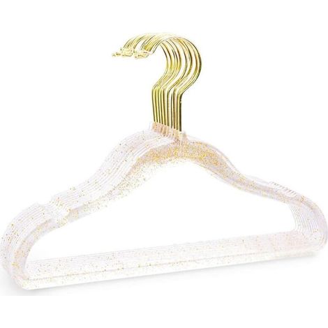 Cintres en Plastique pour Votre Armoire, 40cm Ceintres Classique pour Adultes pour Pantalons, Robes et Jupes, Entailles Autour des épaules, Transparents,10pcs (1/5)