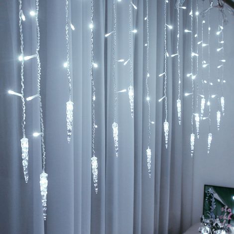 Lampe - blanche, décorative de fête, norme européenne, largeur 4 mètres, 19 pics à glace suspendus (1/5)