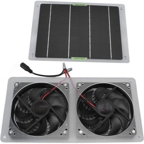 Kit de ventilateur solaire 100W 12V – Panneau 25x19cm – Ventilateur 28x14,5cm – Évacuation air chaud pour serre et maison (1/5)