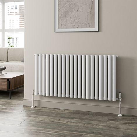 White Oval Column Designer Radiator Vertical Horizontal 600 x 1200mm Single Panel (1/5)