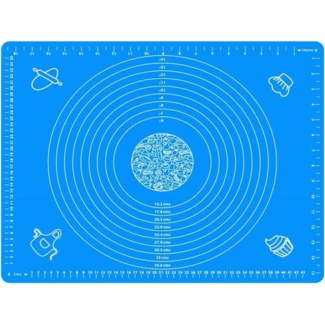 19,7 x 15,8 Zoll, antihaftbeschichtete und rutschfeste Silikon-Gebäckmatte, 50 x 40 cm, Fondant-Teigmatte mit Messung, BPA-frei (blau) (1/4)