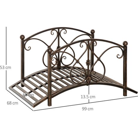 Pont de jardin vintage avec éléments floraux, en métal, 99x68x53cm, noir. (1/5)