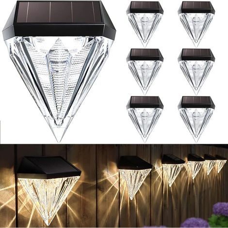 Set of 6 waterproof solar LED lights for decoration, for outdoor use on patios, gardens, steps and stairs, warm white [Energy Class A++] (1/5)