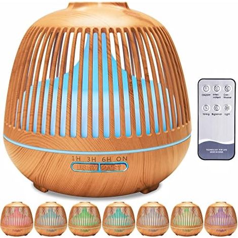 Essential Oils Diffuser 550ml Ultrasonic Humidifier Aromatherapy Diffuser, with 7 Colors Electric Aromatherapy LED Lights, Remote Control, Quiet, for Home/Office (1/5)