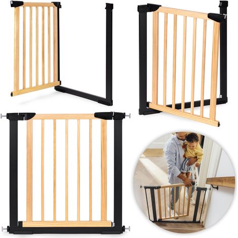 Barriera per cancello di sicurezza, 74-80 cm, per scale e porte, in metallo e legno, ECOTOYS