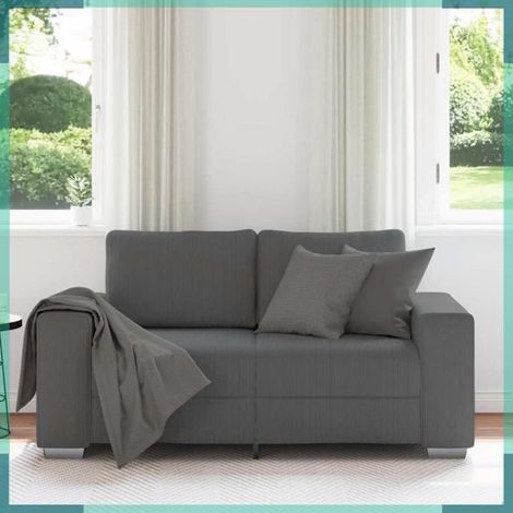 Canapé causeuse - 4105194 - tissu velours côtelé gris foncé - 2 places - 160x77x82 cm (1/5)