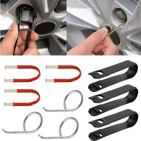 9 Pièces Outil Demontage Couvre-Écrous De Roues, Outils De Remplacement des Cache-Boulons Pneus, Pince Capuchon Ecrou Extracteur Pincettes, Extracteur De Pincettes pour Couvre Écrous (1/5)