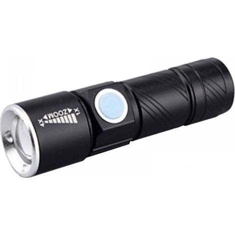 (9.3×2.6×9.3cm)Lampe de poche super puissante rechargeable par USB, LED , Faisceau réglable Pour le vélo, le camping (1/4)