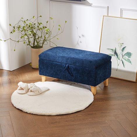 Chenille Upholstered Storage Ottoman (1/3)