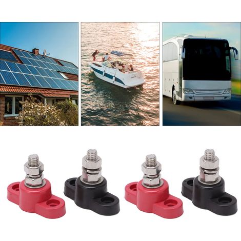 4 Pièces Blocs de Borne Batterie 12V 24V Sécurisés Rouge Noir pour Câblage Auto Marine (1/5)