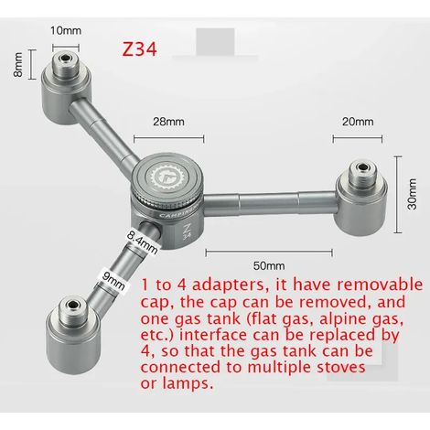 Adaptateur 1 vers 2/3/4 en alliage d'aluminium pour conversion de gaz butane, idéal pour le camping, la randonnée et les réchauds de cuisine portables. (1/5)