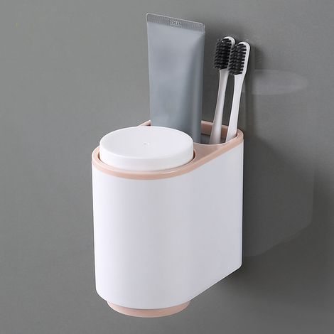 Porte-gobelet magnétique suspendu pour brosse à dents, support à fixation par adsorption pour salle de bain rose (1/5)
