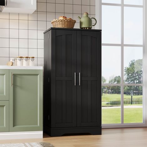Buffet cuisine 120 cm avec led capteur 2 portes étagères réglables rangements noir pour cuisine et séjour (1/5)