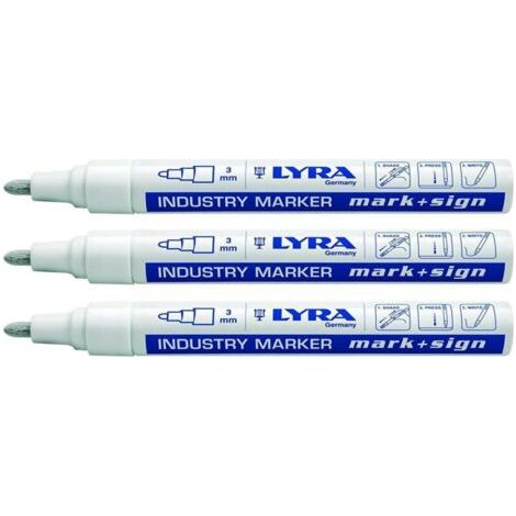 Marqueurs indélébiles blancs lot de 3 – Pointe ogive 2-4 mm – Résistants à l'eau – Pour surfaces lisses et poreuses (1/2)
