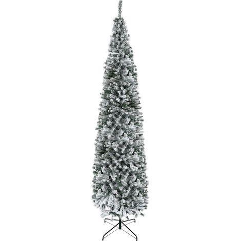 HOMCOM árbol de Navidad 270 cm árbol de Navidad artificial nevado con 1014 ramas y soporte de metal árbol navideño para salón verde y blanco (1/5)
