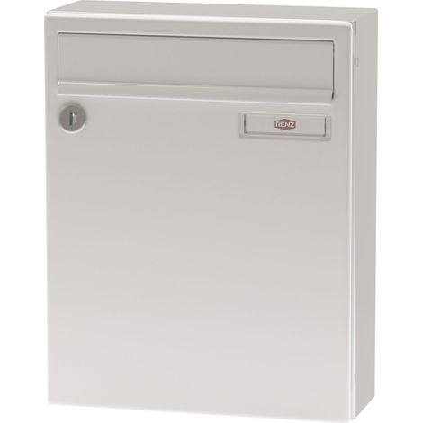 Renz Briefkasten mit Namensschild 260x330x100mm - robuster Aufhängebriefkasten Serie 17, Stahl weiß RAL 9016