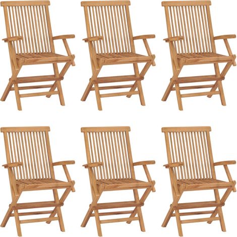Chaises pliables de jardin lot de 6 Bois de teck solide vidaXL