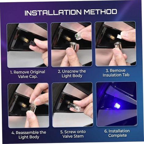 Juego de 4 tapones de válvula LED para neumáticos: tapones de válvula coloridos con detección automática que brillan en la oscuridad para automóv