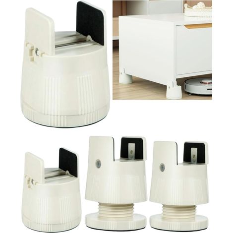 Juego de 4 elevadores para somier compatibles con patas de muebles de 1 a 50 mm de ancho, altura regulable entre 6 y 8 cm, color albaricoque.