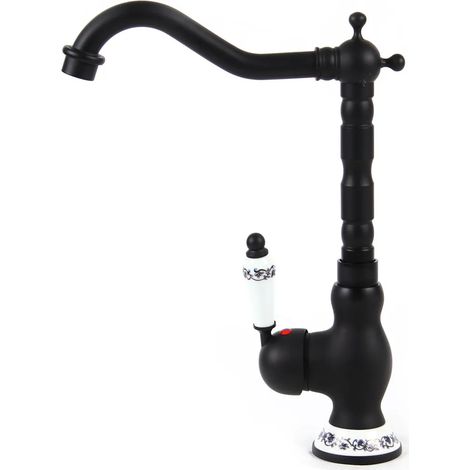Rubinetto per bagno, in ottone, stile vintage, miscelatore monocomando, rubinetto per lavabo, rubinetto per cucina, rubinetto per lavello, nero.