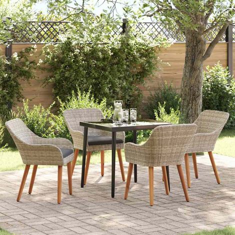vidaXL Set da pranzo Grigio chiaro Poly Rattan (1/5)