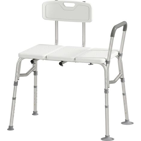Banc de Transfert Baignoire, Hauteur Réglable à 10 Niveaux, Blanc (1/5)