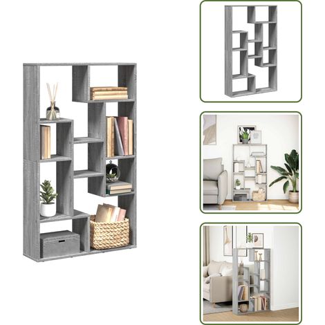 The Living Store Estantería de madera de ingeniería gris Sonoma 72x20x120,5 cm - Estantería gris
