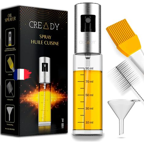 Spray huile de cuisine en acier inoxydable 100 ml Distributeur d'huile spray avec nettoyant Pulvérisateur d'huile pour friteuse à air Huilier Spray Pulvérisateur Pulvérisateur (1/5)