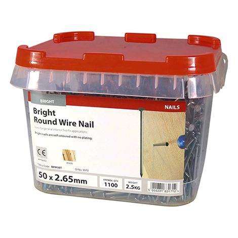 TIMCO Round Wire Nails Bright - 50 x 2.65