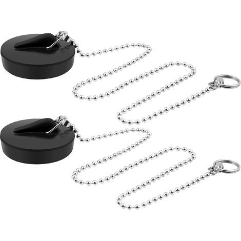 Lot de 2 bouchons d'évacuation d'eau pour cuisine, baignoire, évier, siphon de sol pour salle de bain, bouchons de trop-plein en caoutchouc (1/5)