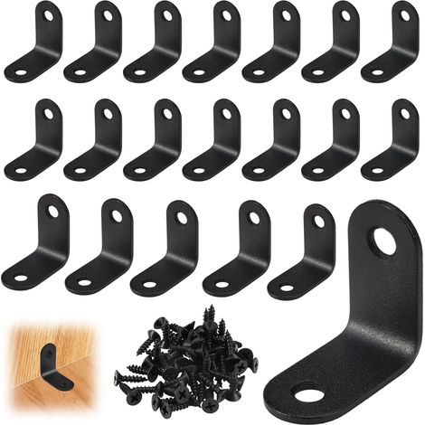 Équerre de Fixation Métal, 30×30×16mm, Acier Inoxydable, 20 Pièces  40 Vis Incluses, Mini Équerres, Pour Meubles, Étagères et Charpente (1/5)