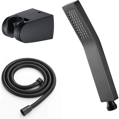 Douchette pommeau de douche noir avec tuyau et support set de douchette pommeau de douche mural en laiton douche pluie pommeau de douche économiseur d'eau avec buses anti-calcaire (1/5)