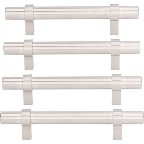 Lot de 10 poignées de meuble en acier inoxydable 201, creuses, design moderne, durables et très dures, pour tiroirs en métal à usage général. (1/5)
