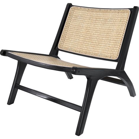 Fauteuil en teck noir et tressage cannage en rotin - KILKA