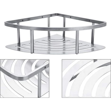 Stainless Steel Corner Shower Caddy with Storage Shelf, Bathroom, Wall-Mounted Shower, Space Saving, 304 Stainless Steel (1/5)